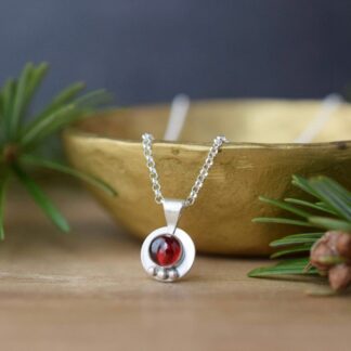 garnet gemstone necklace in sterling silver