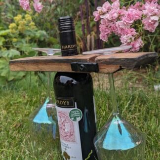 Oak Wine & Glass Bottle Butler - Made From Whisky Barrel Oak