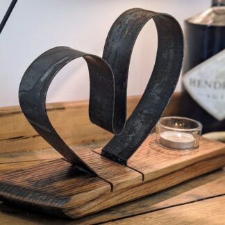 Whisky Barrel Hoop Heart Candle Holder