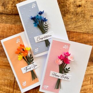 Handmade 3D Floral Cards: A6 Birthday, Thank You, Congratulations