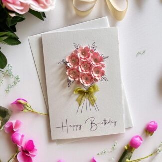 3D Floral Birthday Card, Handmade greeting card, Glossy paper cards