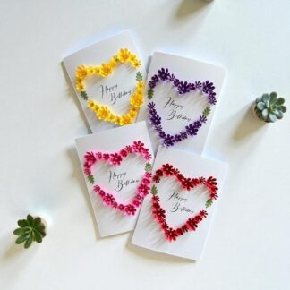 Handmade Floral Heart Birthday Card
