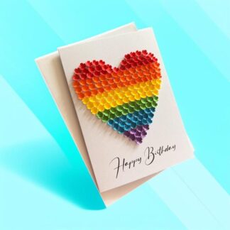 Pride Birthday Card: Handmade Quilling Floral Heart (A6 Size)