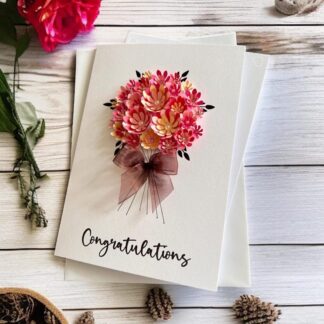 Personalised Handmade Pink Floral Bouquet Birthday Card – A5 3D Paper Flower Greeting Card
