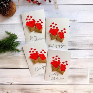Personalised Handmade Valentine’s Day Card with 3D Red Hearts in Envelope – Romantic Keepsake Card