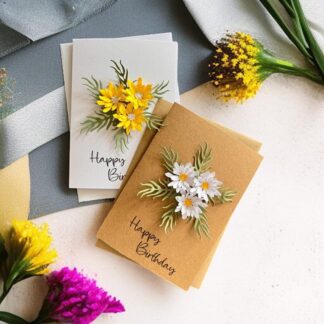 3D Handmade Chamomile Card, Botanical Floral Greeting cards, Blank celebration gift