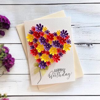 3D Floral Heart Greeting Card: Handmade anniversary cards