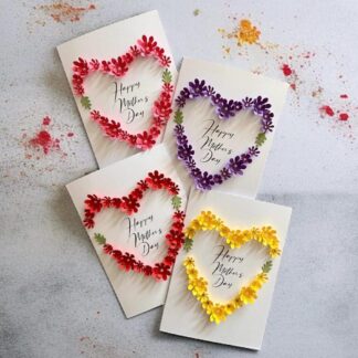 3D Floral Heart Mother's Day Card, Handmade Greeting Card for Mum, Special 3D Card for Her, Handcrafted Greeting Card