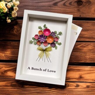 Handmade 3D Floral Bouquet, Handcrafted gift in frame