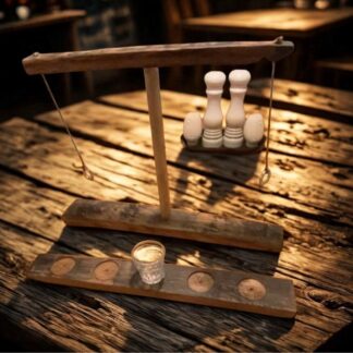 Hook and Ring Toss Shot Game Made From Whisky Barrel Oak