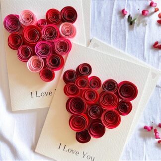 Personalised 3D Quilled Floral Heart Valentine’s Card – Handmade Keepsake Greeting Card for Her