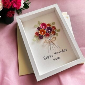 Handmade 3D Floral Birthday Card for Mum, Handcrafted gift in frame