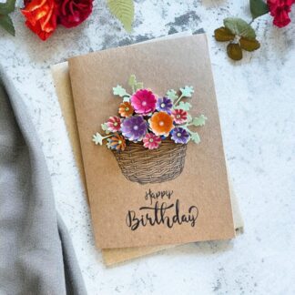 Handmade Floral Birthday Card: Unique Greeting Card for Her