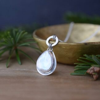 statement large pearl and sterling silver pendant necklace