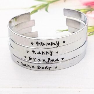 personalised 6mm aluminium hand-stamped name bracelet