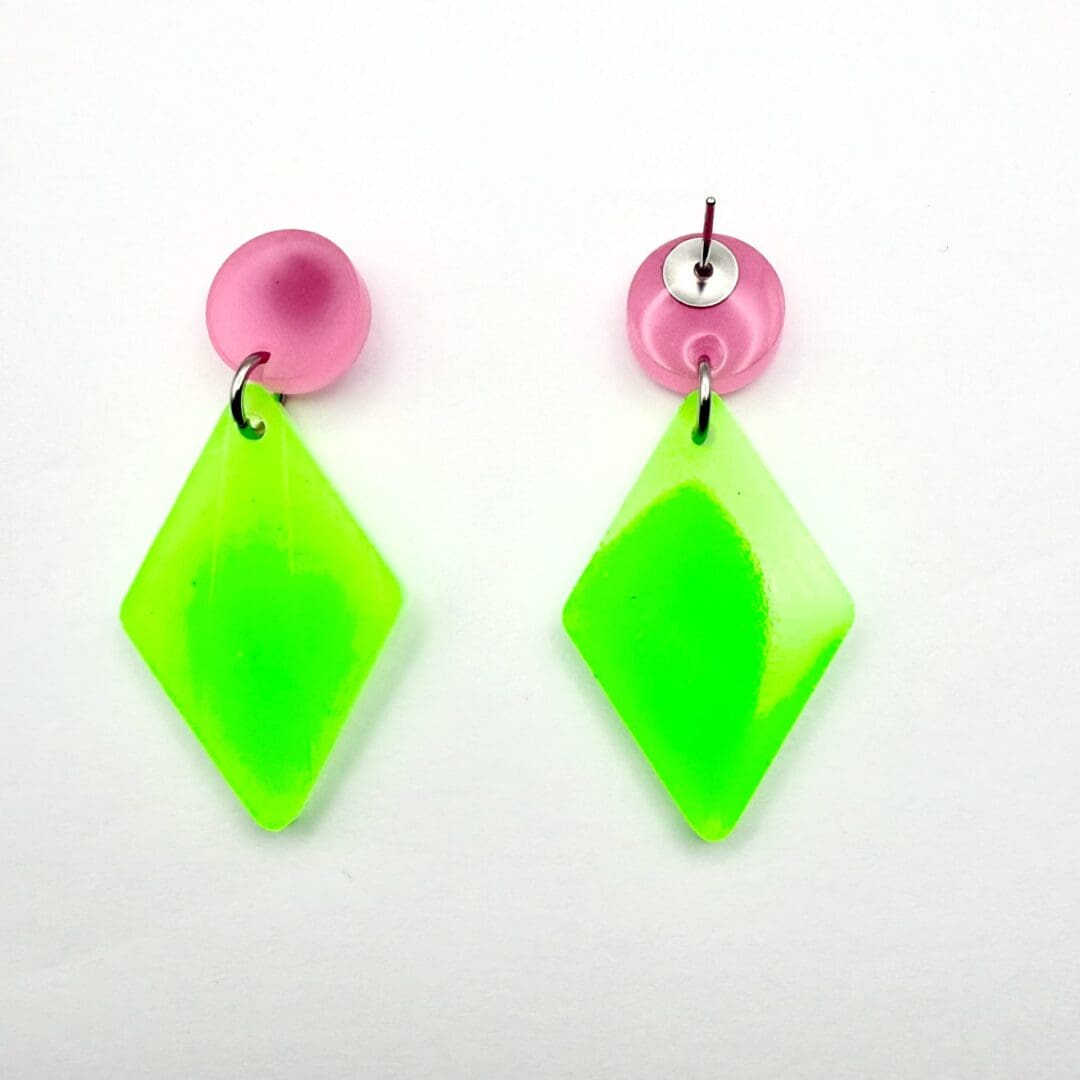 Glow in the Dark Geometric Resin Earrings with Holographic Finish - Image 8