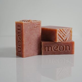 Chunky dark pink soap bar with stamp and texture