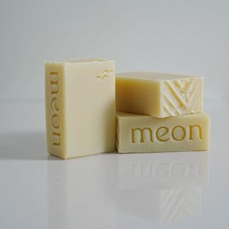 White soap bars with stamp and texture