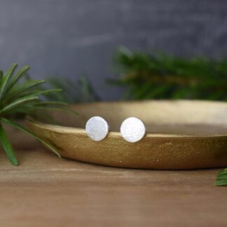 textured silver dot stud earrings