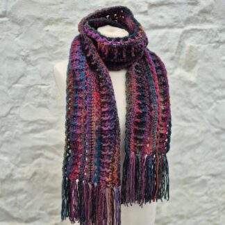 vibrant boho crocheted scarf