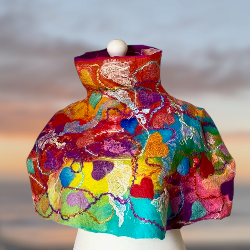 wool-felt-poncho-harlequin-fayre-handmade-wool-felt-reversible-neckwarmer-marian-may-textile-art-main-image