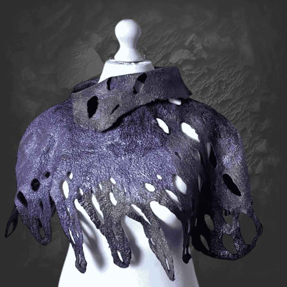 wool-poncho-handmade-felt-seaweed-reversible-marian-may-textile-art