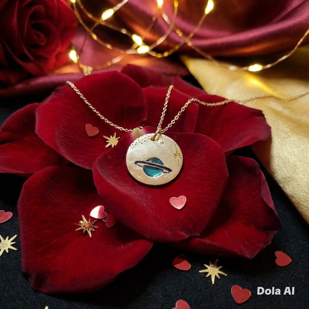 999 Fine Silver Planets Necklace With Painted Detailing - Image 5