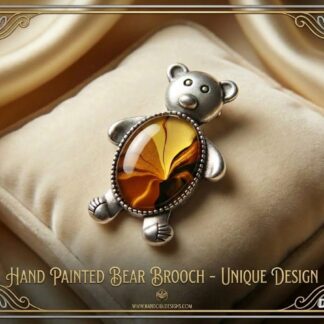 teddy-bear-shaped handpainted-brooch