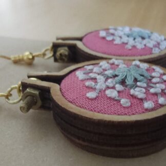 Gypsophilia Embroidered Mini Hoop Earrings