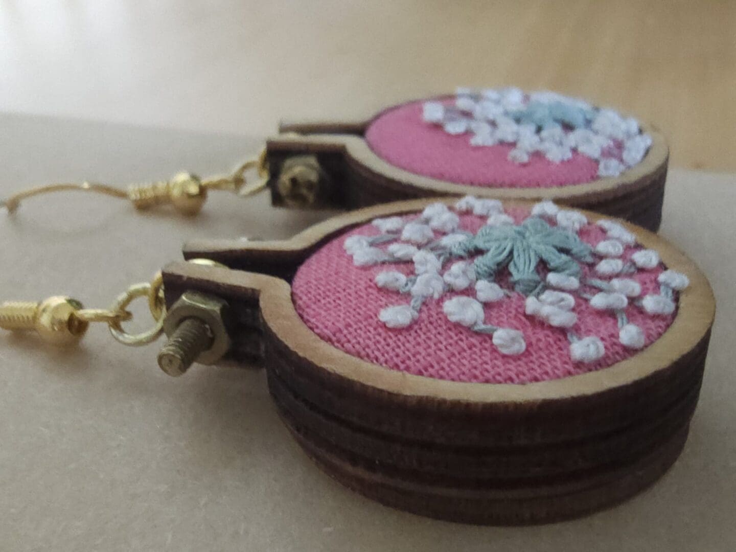 Gypsophilia Embroidered Mini Hoop Earrings