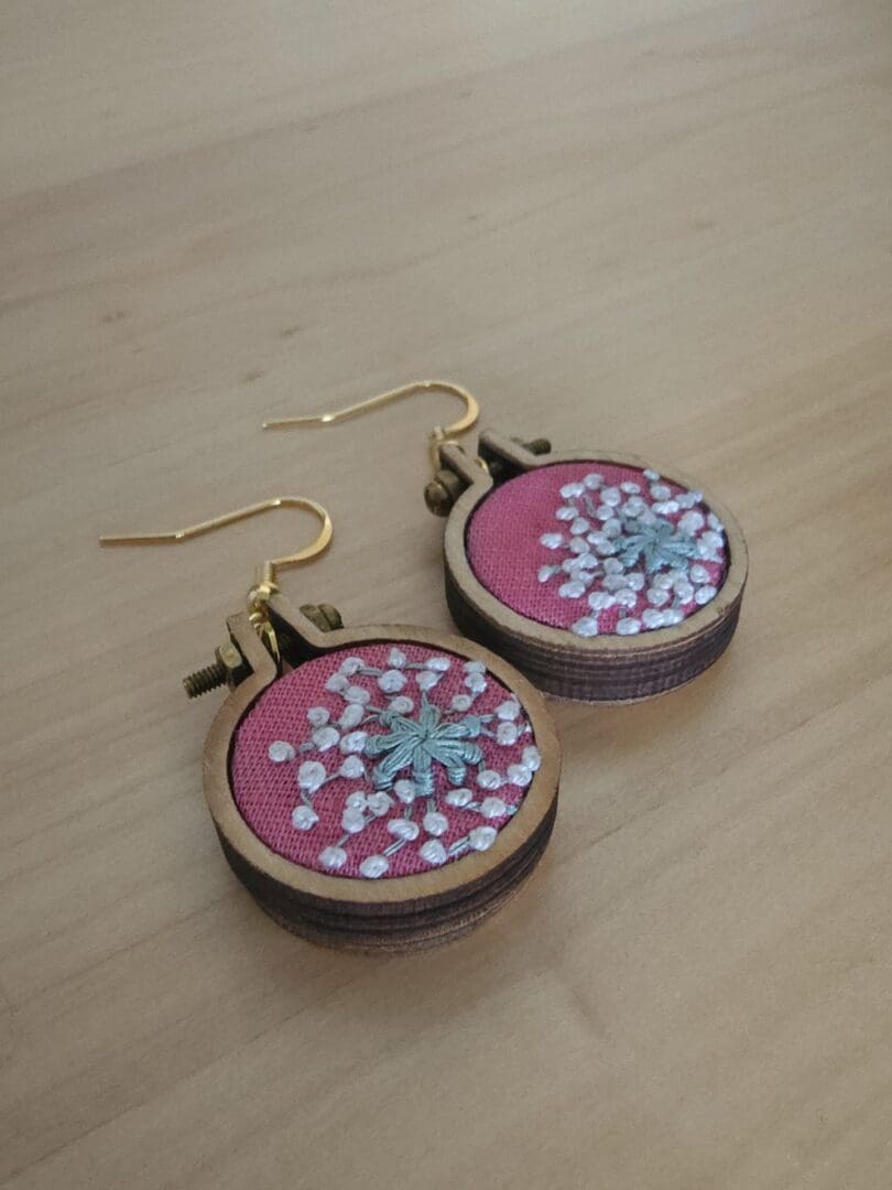 Gypsophilia Embroidered Mini Hoop Earrings - Image 7