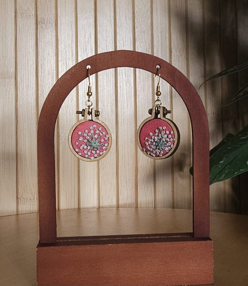 Gypsophilia Embroidered Mini Hoop Earrings - Image 2