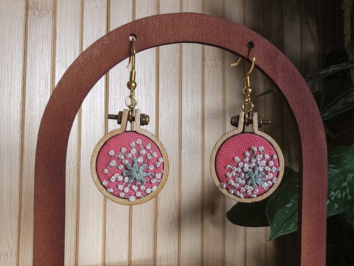 Gypsophilia Embroidered Mini Hoop Earrings - Image 3
