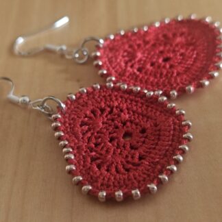 Red Heart Beaded Earrings