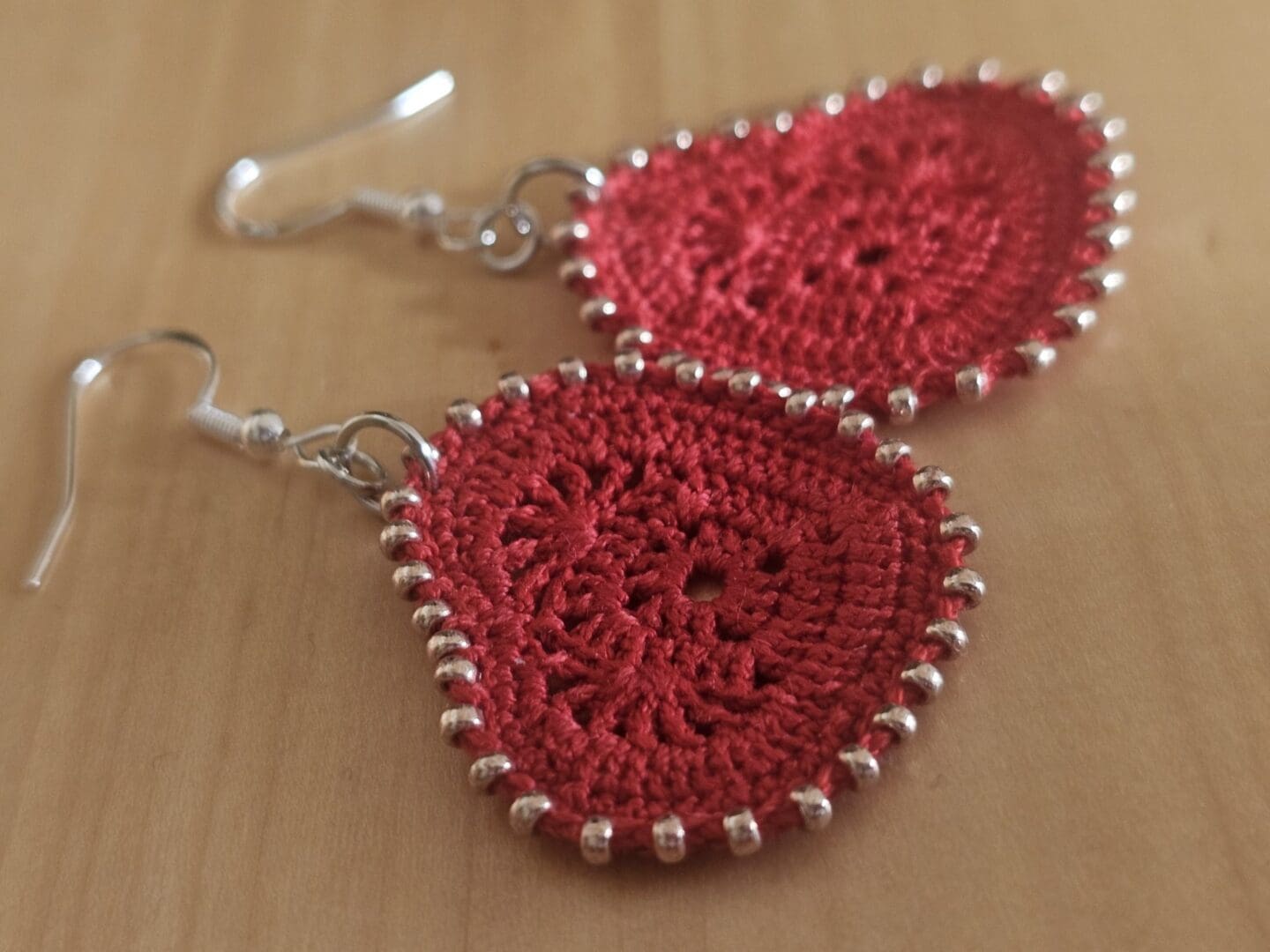 Red Heart Beaded Earrings