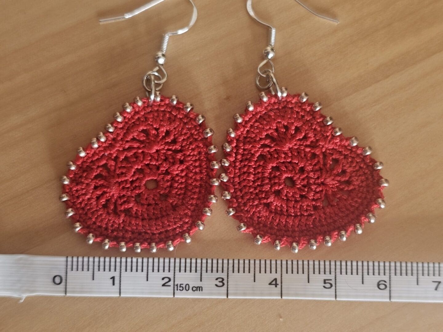 Red Heart Beaded Earrings - Image 5