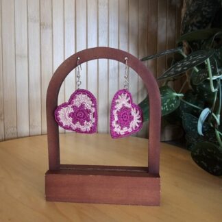 Large Heart Two Tone Hot Pink Earrings