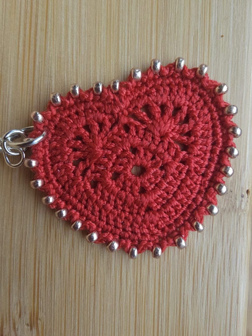 Red Heart Beaded Earrings - Image 8