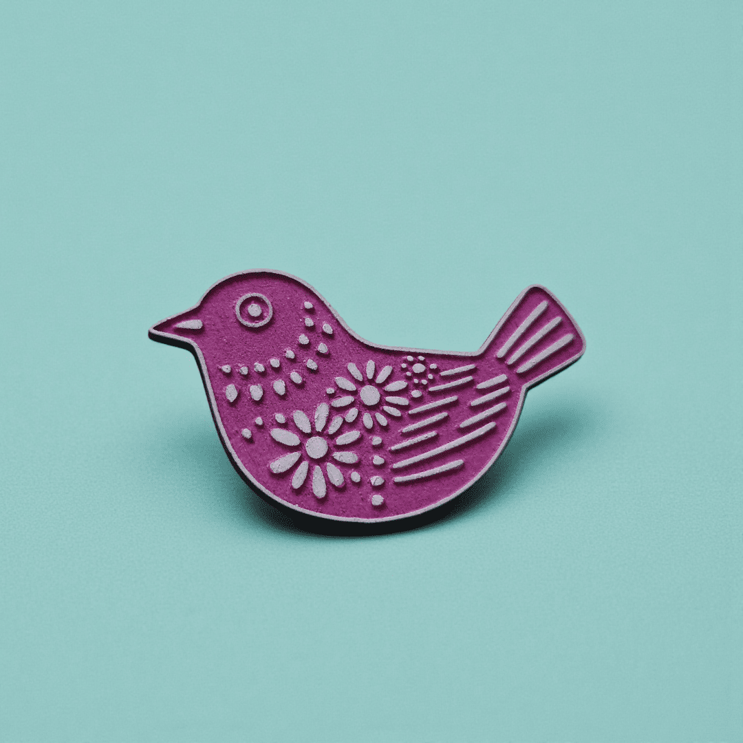 Pink Bird Needle Minder — Wooden Magnetic Needle Holder - Image 2