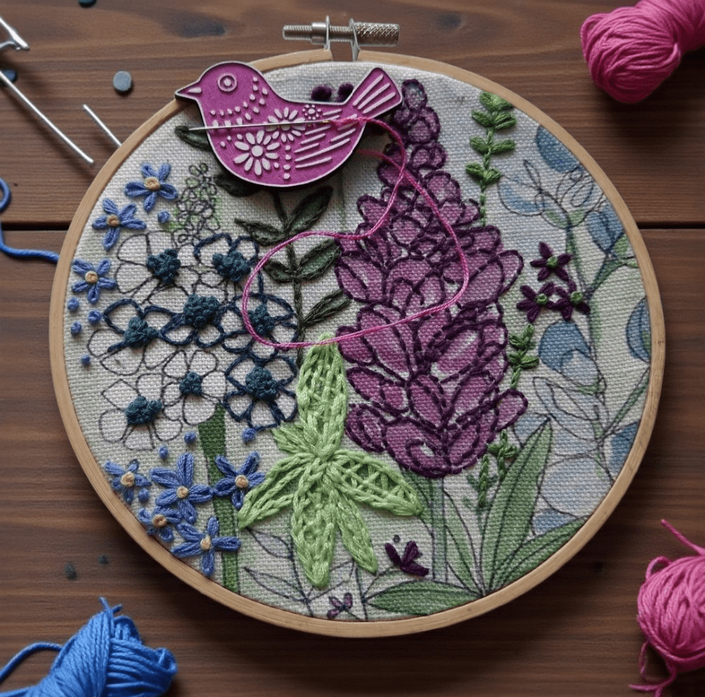 Pink Bird Needle Minder — Wooden Magnetic Needle Holder - Image 3