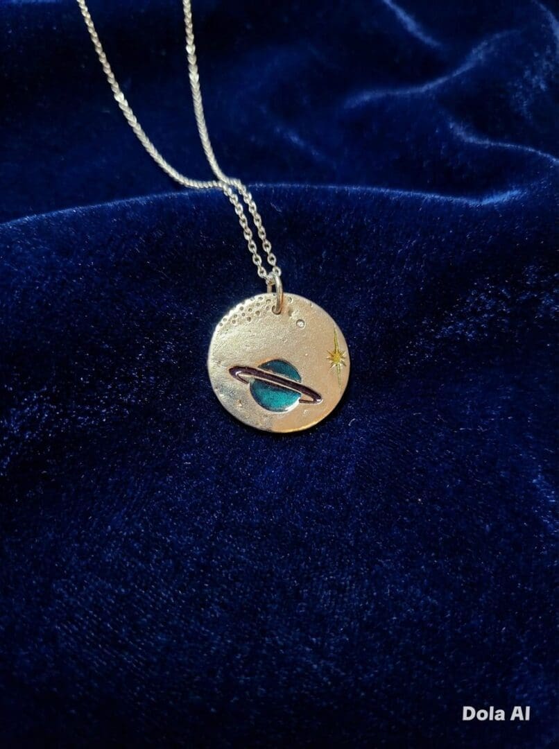 999 Fine Silver Planets Necklace With Painted Detailing