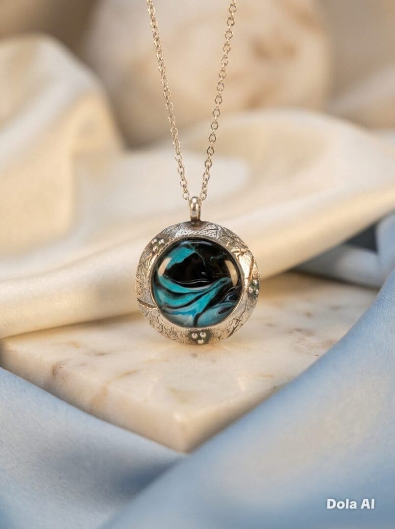 Fine-silver-hand-pamted-pendant-in-ocean-inspired-colours