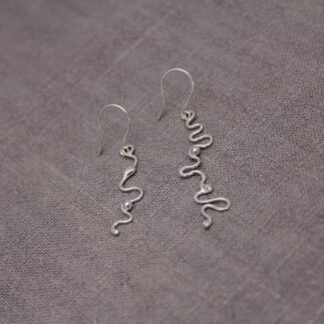 sterling silver mismatch wiggly wire and granule drop earring