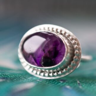 Amethyst and Silver vintage style adjustable ring