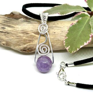 Amethyst pendant necklace silver filled