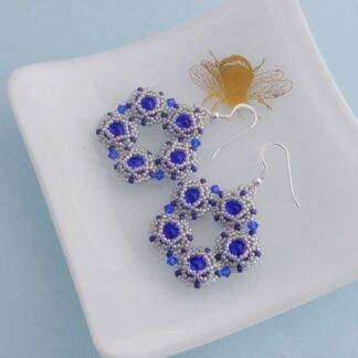 Royal Blue and Silver Crystal Statement Earrings