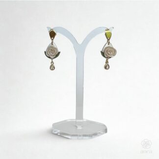 Camille | Pearlescent White Rose Earrings with Crystal Teardrop Charm