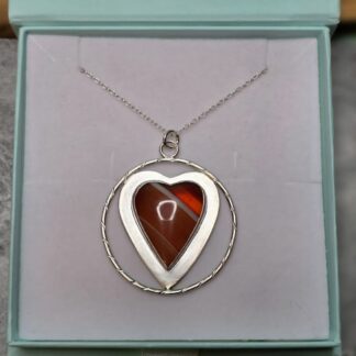 Carnelian and Silver Circle Heart pendant
