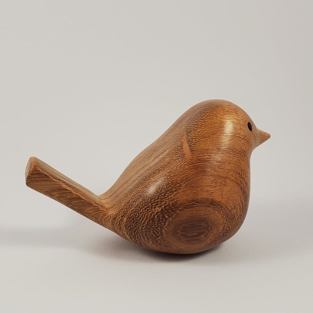 Chubby Wooden Bird - Hand Carved from Reclaimed Iroko - Image 7