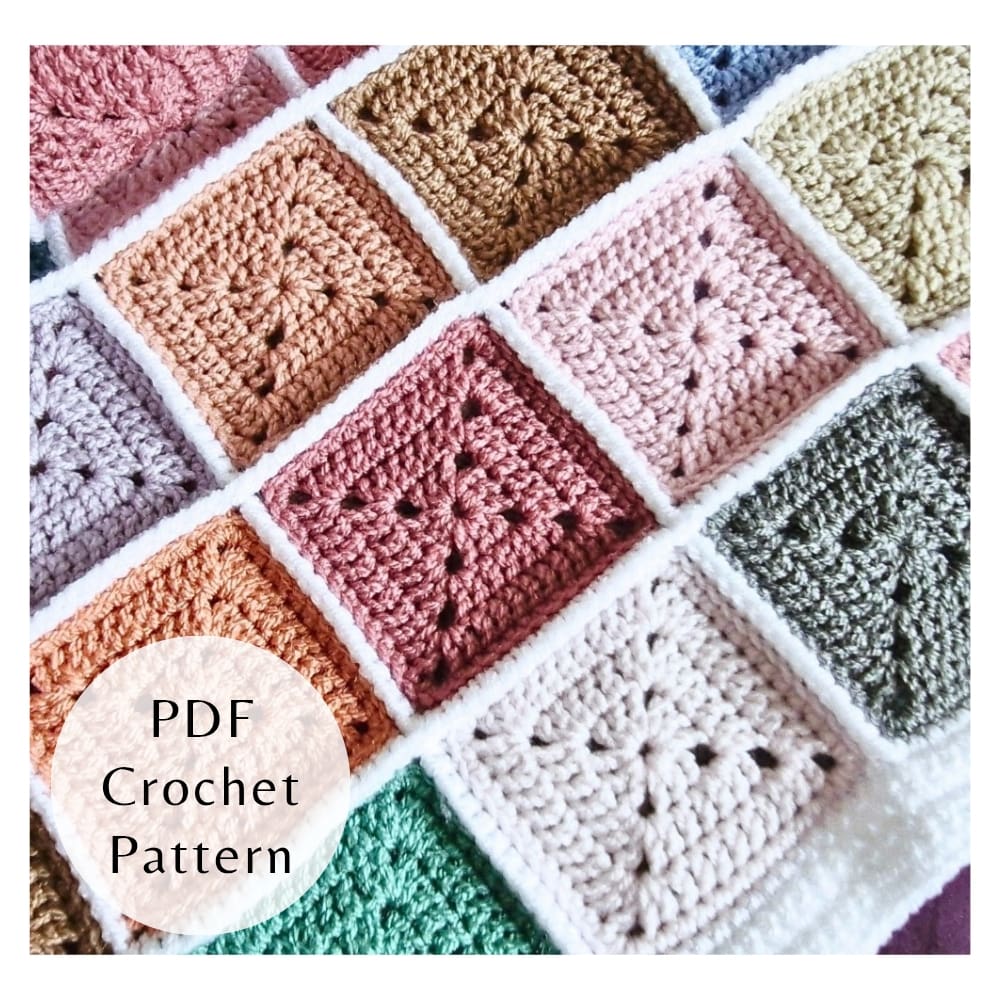 Stash busting crochet blanket pattern example in mixed colours